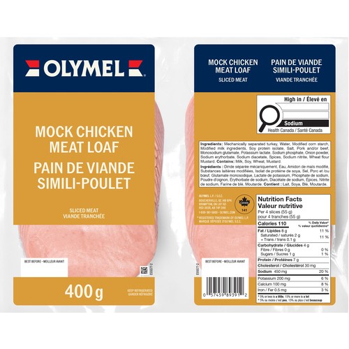 Olymel Deli Sliced Meat Mock Chicken Meat Loaf 400 g