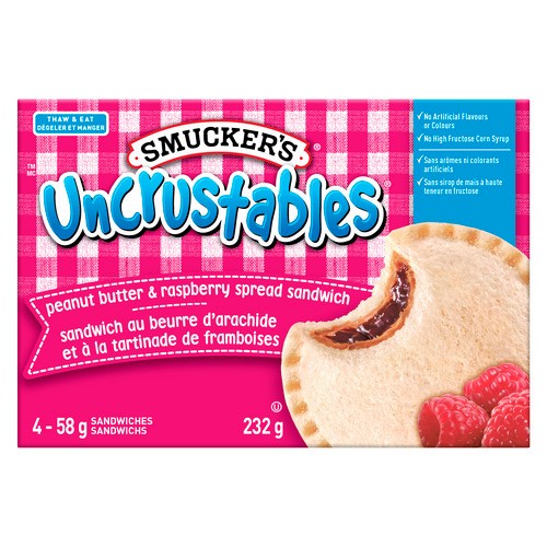 Smucker's Uncrustables Peanut Butter & Raspberry Spread Sandwich 4 x 58 g (232 g)