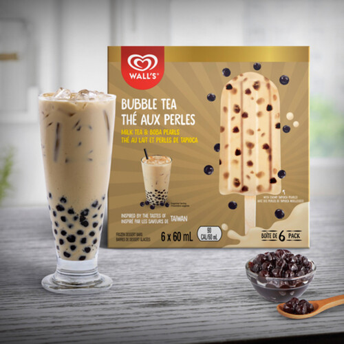 Walls Frozen Dessert Bars Bubble Tea Milk Tea & Boba Pearls 6 X 60 ml