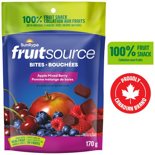 SunRype Fruitsource 100% Fruit Bites Apple Mixed Berry 170 g