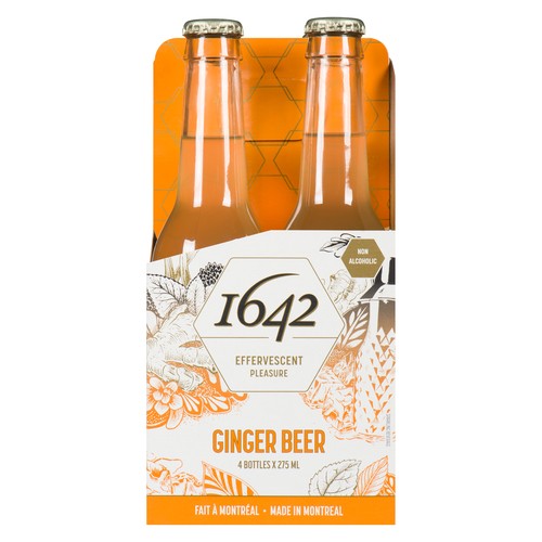 1642 Non Alcoholic Sparkling Beverage Ginger Beer 4 x 275 ml (bottles)