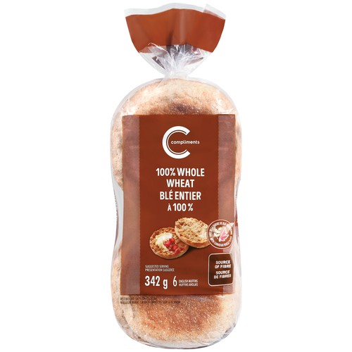 Compliments English Muffins Whole Wheat 342 g
