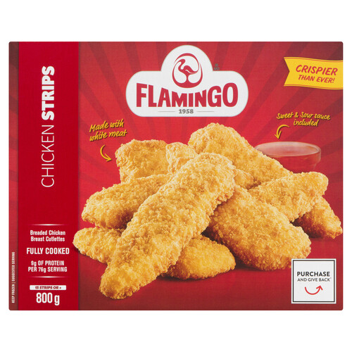 Flamingo Frozen Chicken Breast Strips Breaded Fully Cooked 800 g