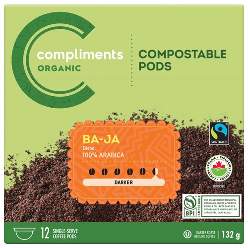 Compliments Organic Coffee Pods Ba-Ja Blend Darker 132 g