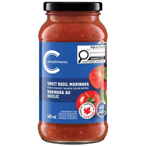 Compliments Pasta Sauce Sweet Basil Marinara  600 ml