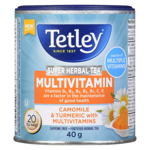 Tetley Super Herbal Tea Multivitamin Turmeric & Camomile 20 Tea Bags