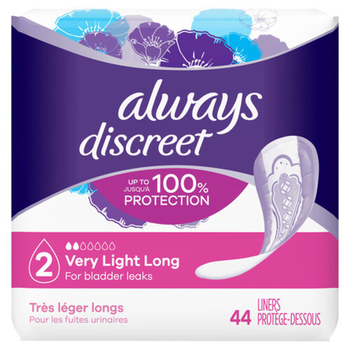 Always Discreet Very Light Liners Long 44 Count