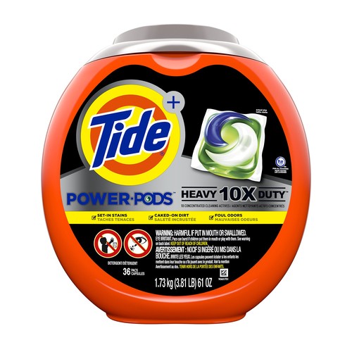 Tide Power Pods Laundry Detergent Liquid Packs Heavy 10X Duty 36 Capsules 1.73 kg