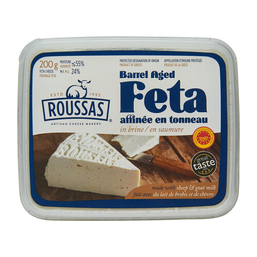 Roussas Greek Feta Cheese Barrel Aged In Brine 200 g