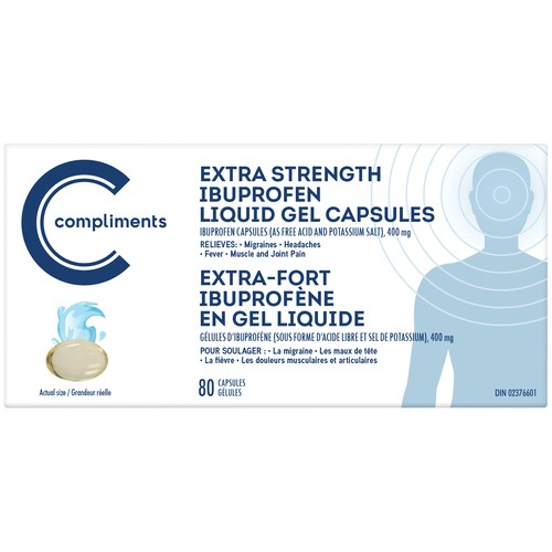Compliments Liquid Ibuprofen Extra Strength 80 Capsules
