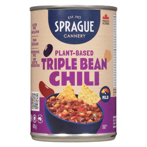 Sprague Vegan Canned Chili Triple Bean Mild 425 g