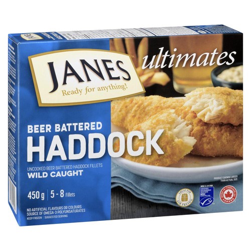 Janes Frozen Haddock Beer Battered 450 g