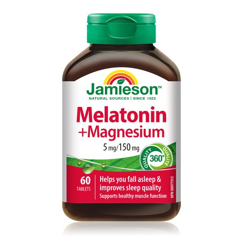 Jamieson Melatonin + Magnesium 5 mg/150 mg Tablets 60 Count