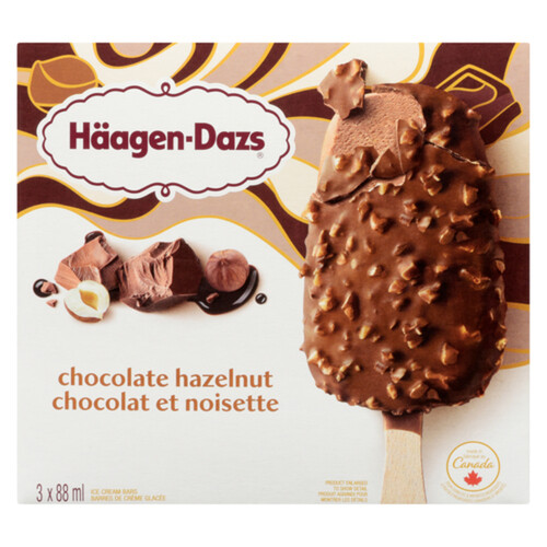 Häagen-Dazs Ice Cream Bars Chocolate Hazelnut 3 x 88 ml