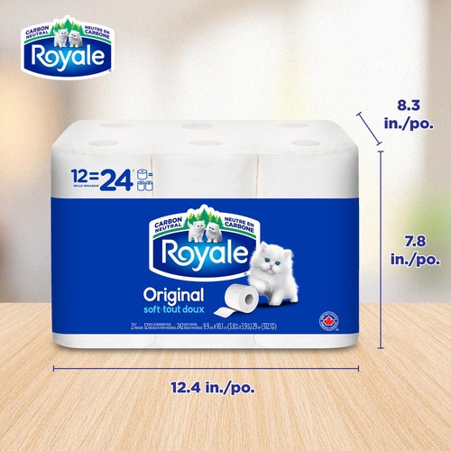Royale Toilet Paper Original 2-Ply 12 Rolls x 242 Sheets 