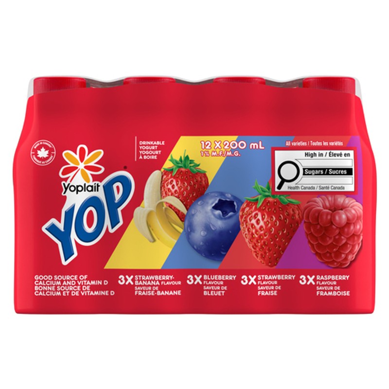 Yoplait Yop 1% Drinkable Yogurt Strawberry Blueberry Raspberry and ...
