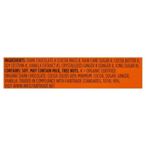 Green & Black's Organic Chocolate Bar 60% Dark Chocolate With Ginger 90 g