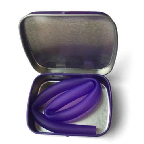 Silikids Reusable Straw With Storage Tin Violet 1 EA