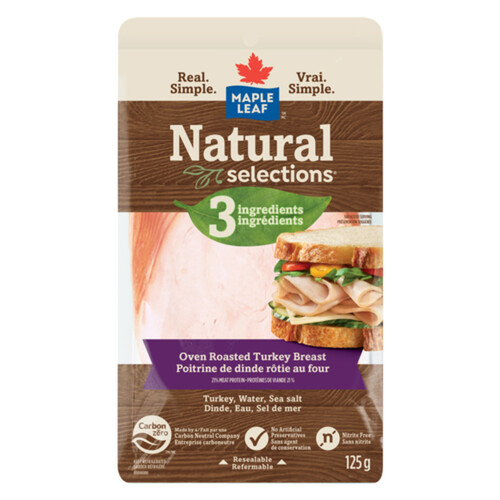 Maple Leaf Natural Selections Deli Sliced Turkey Breast Oven Roasted 125 g