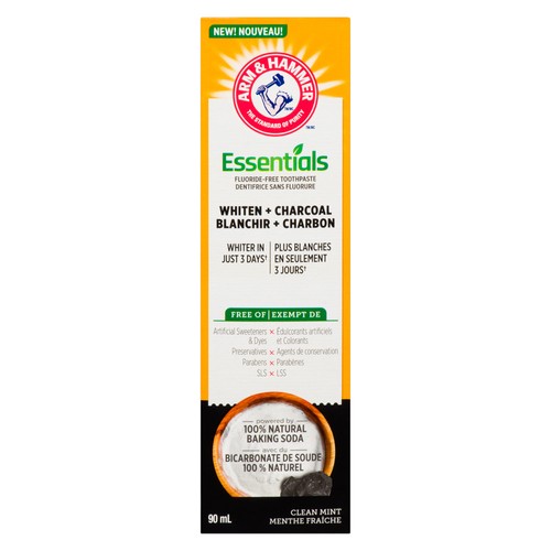 Arm & Hammer Essentials Toothpaste Whiten + Charcoal Clean Mint 90 ml