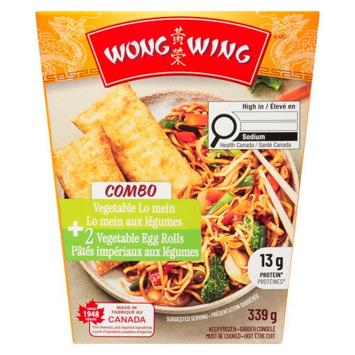 Wong Wing Vegetable Lo Mein + 2 Vegetable Egg Rolls Combo 339 g