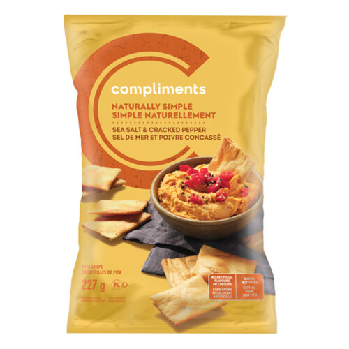 Compliments Pita Chips Sea Salt & Cracked Pepper 227 g
