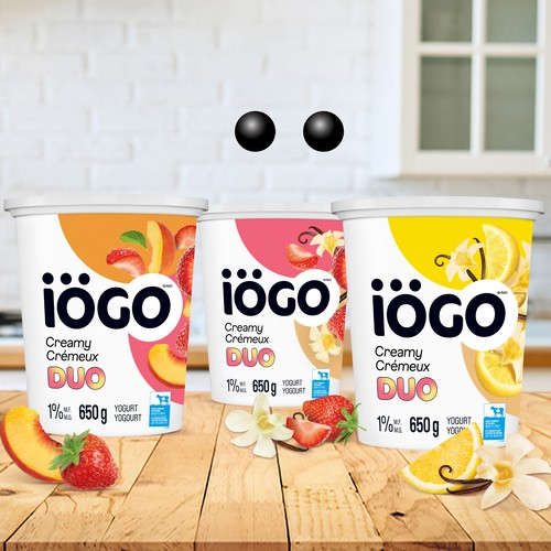 iÖGO 1% Creamy Duo Yogurt Tub Strawberry-Peach 650 g