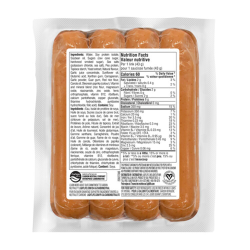 Lightlife Plant-Based Vegan Hot Dogs Smart Dogs 340 g