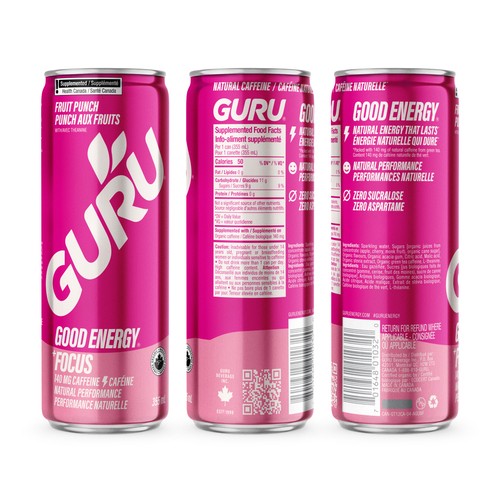 Guru Organic Energy Drink Fruit Punch 24 x 355 ml (cans)
