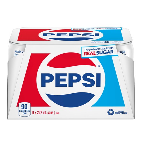 Pepsi Soft Drink Retro Throwback 6 x 222 ml (cans)
