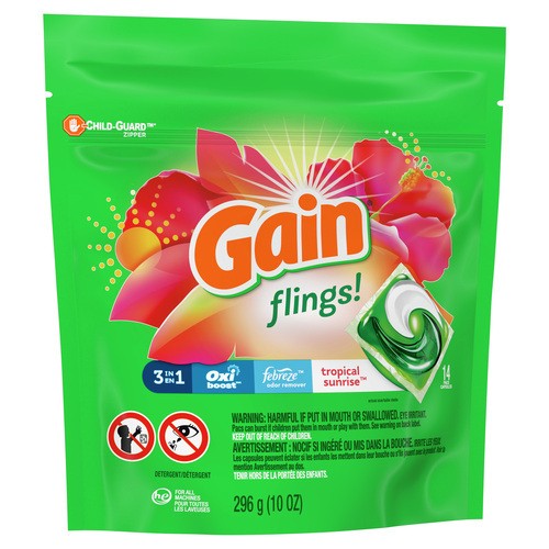 Gain Flings Laundry Detergent Tropical Sunrise 14 Capsules 314 g