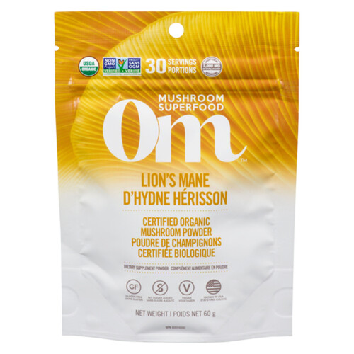 Om Mushroom Superfood Organic Mushroom Powder Lion's Mane 60 g