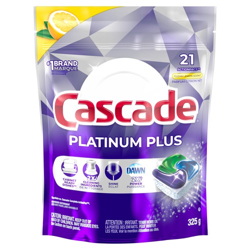 Cascade Platinum Plus Dishwasher Detergent Action Pacs Lemon 21 Count