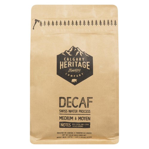 Calgary Heritage Roasting Company Whole Bean Coffee Decaf Medium 340 g