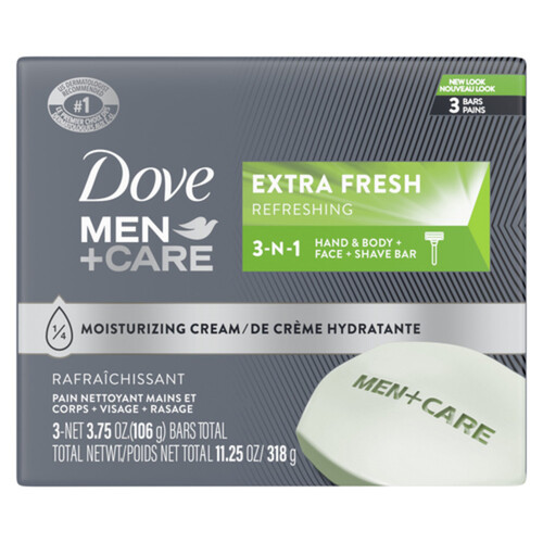 Dove Men+Care Bar Soap Body & Face Extra Fresh 3 x 106 g