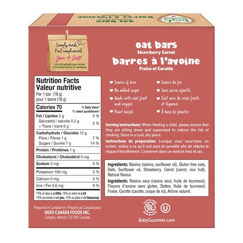 Baby Gourmet Oat Bars Strawberry Carrot 90 g