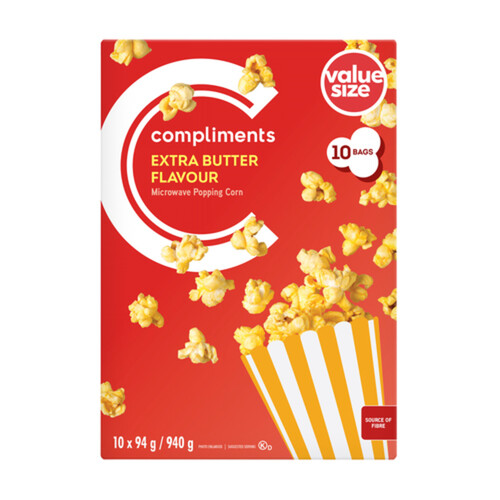 Compliments Popping Corn Extra Butter Flavour 10 x 94 g