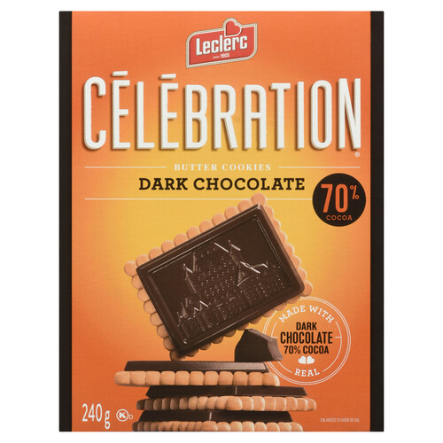 Leclerc Celebration Butter Cookies Dark Chocolate 70% Cocoa 240 g