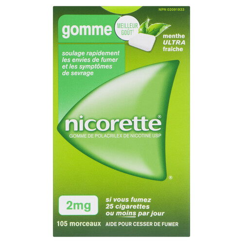 Nicorette Anti-Smoking Aid Gum Ultra Fresh Mint 2 mg 105 Pieces