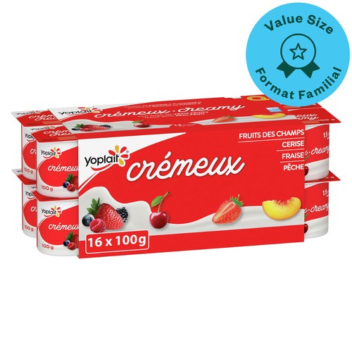 Yoplait Creamy 1% Smooth Traditional Yogurt Cups Variety Pack 16 x 100 g