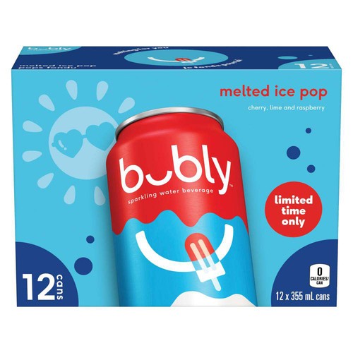 Bubly Sparkling Water Melted Ice Pop 12 x 355 ml (cans)