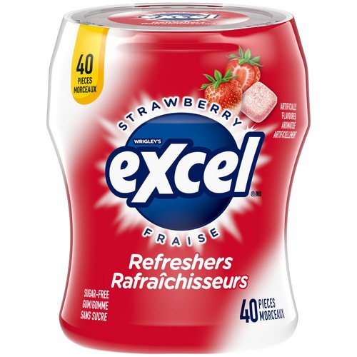 Excel Refresher Sugar-Free Gum Strawberry 40 Pieces