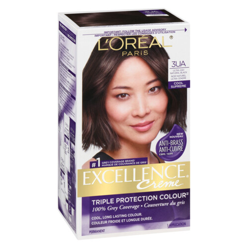 L'Oréal Hair Colour Excellence Creme 3UA Ultra Ash Natural Black 1 Box