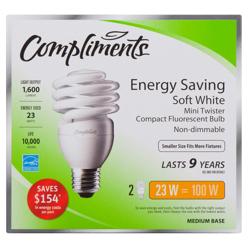 Compliments Twister T2 Light Bulbs 23W Soft White 2 EA