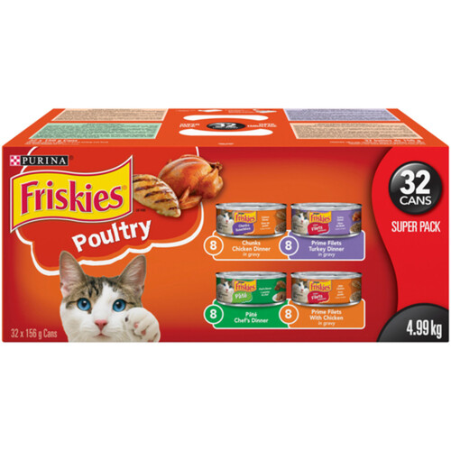 Friskies Wet Cat Food  Poultry Variety Pack 32 x 156 g