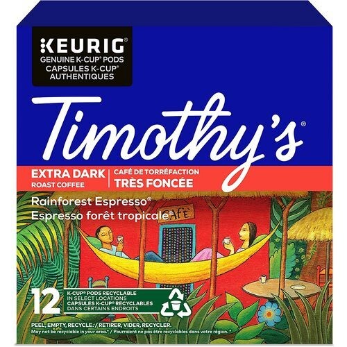 Timothy's Rainforest Espresso Extra Dark Roast 12 K-Cups 140 g