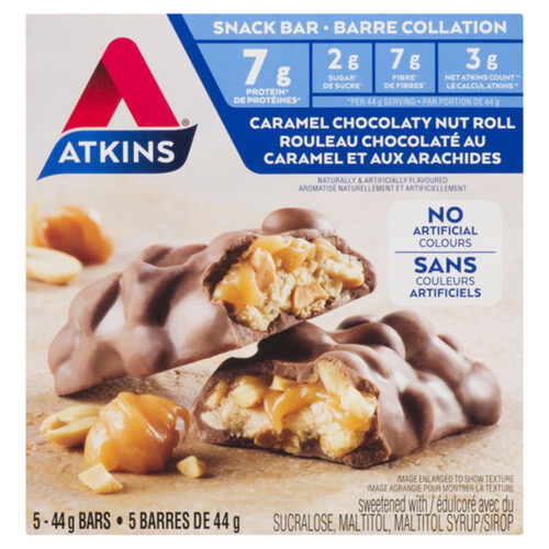 Atkins Advantage Snack Bars Caramel Chocolate Nut Roll 5 x 44 g