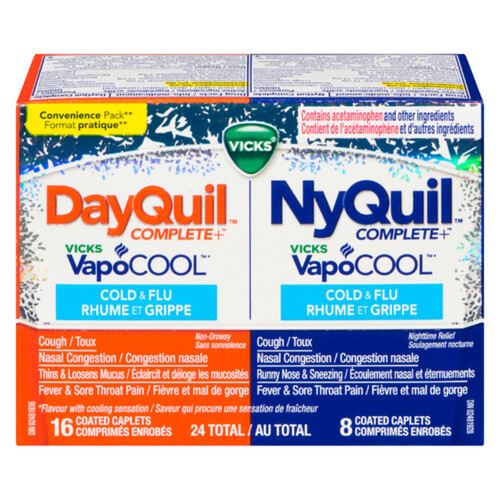 Vicks Complete+ VapoCool DayQuil/NyQuil Combo Coated Caplets 24 EA