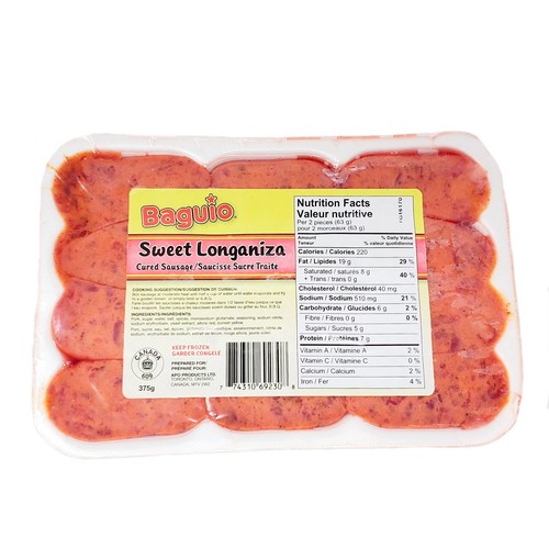 Baguio Sweet Longanisa Curd Sausage 375 g