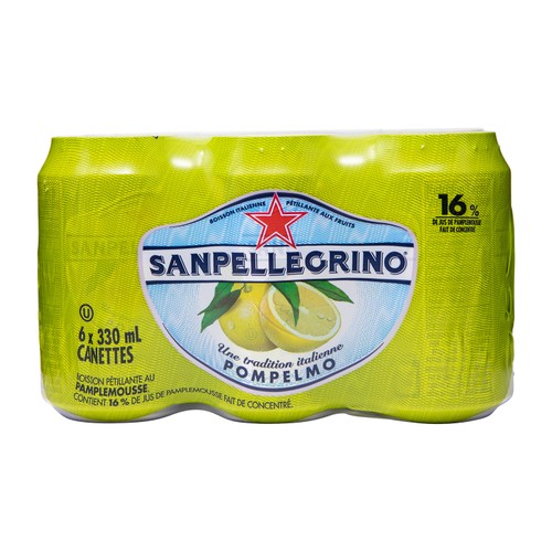 San Pellegrino Sparkling Fruit Beverage Grapefruit Pompelmo 6 x 330 ml (cans)
